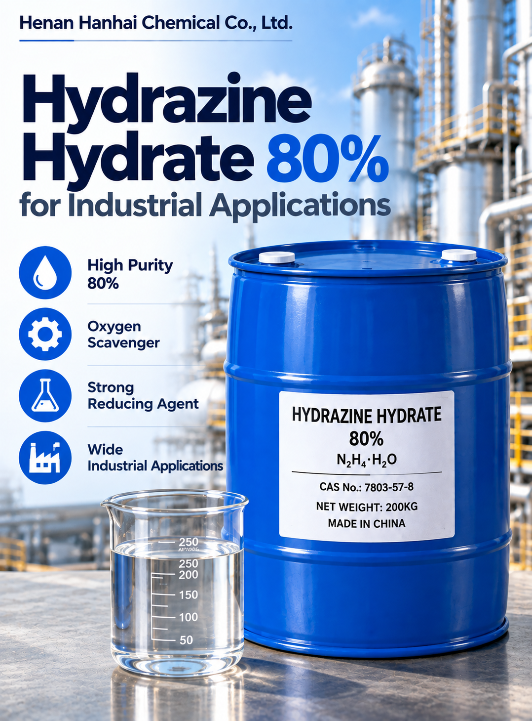 Hydrazine Hydrate 80% industrial grade supplier from China