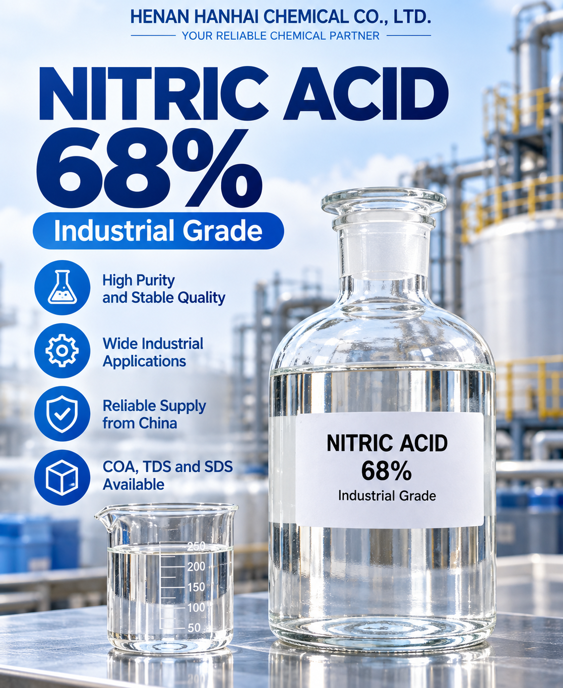 Nitric Acid 68% Industrial Grade Supplier