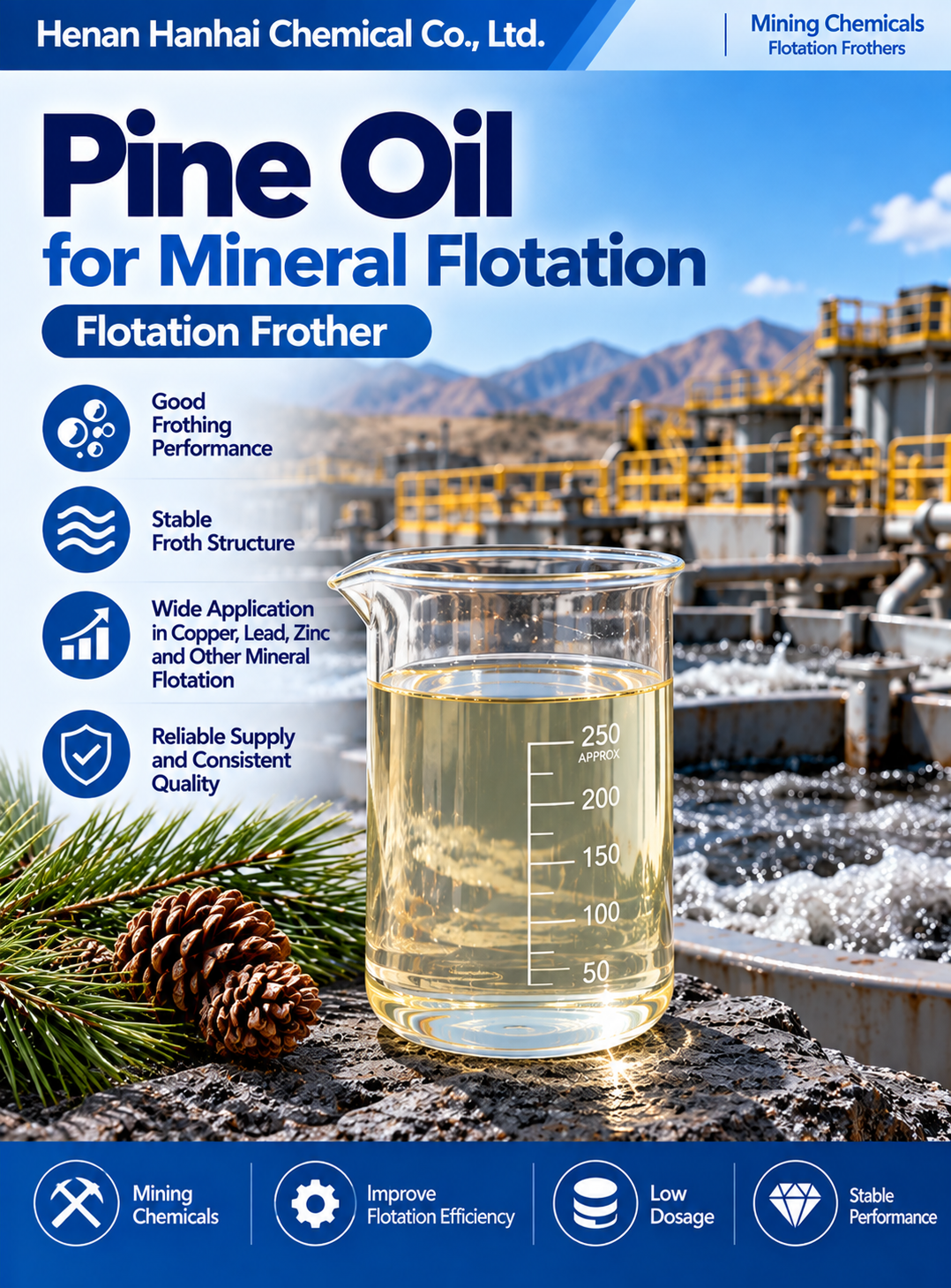 Pine Oil flotation frother for mineral processing