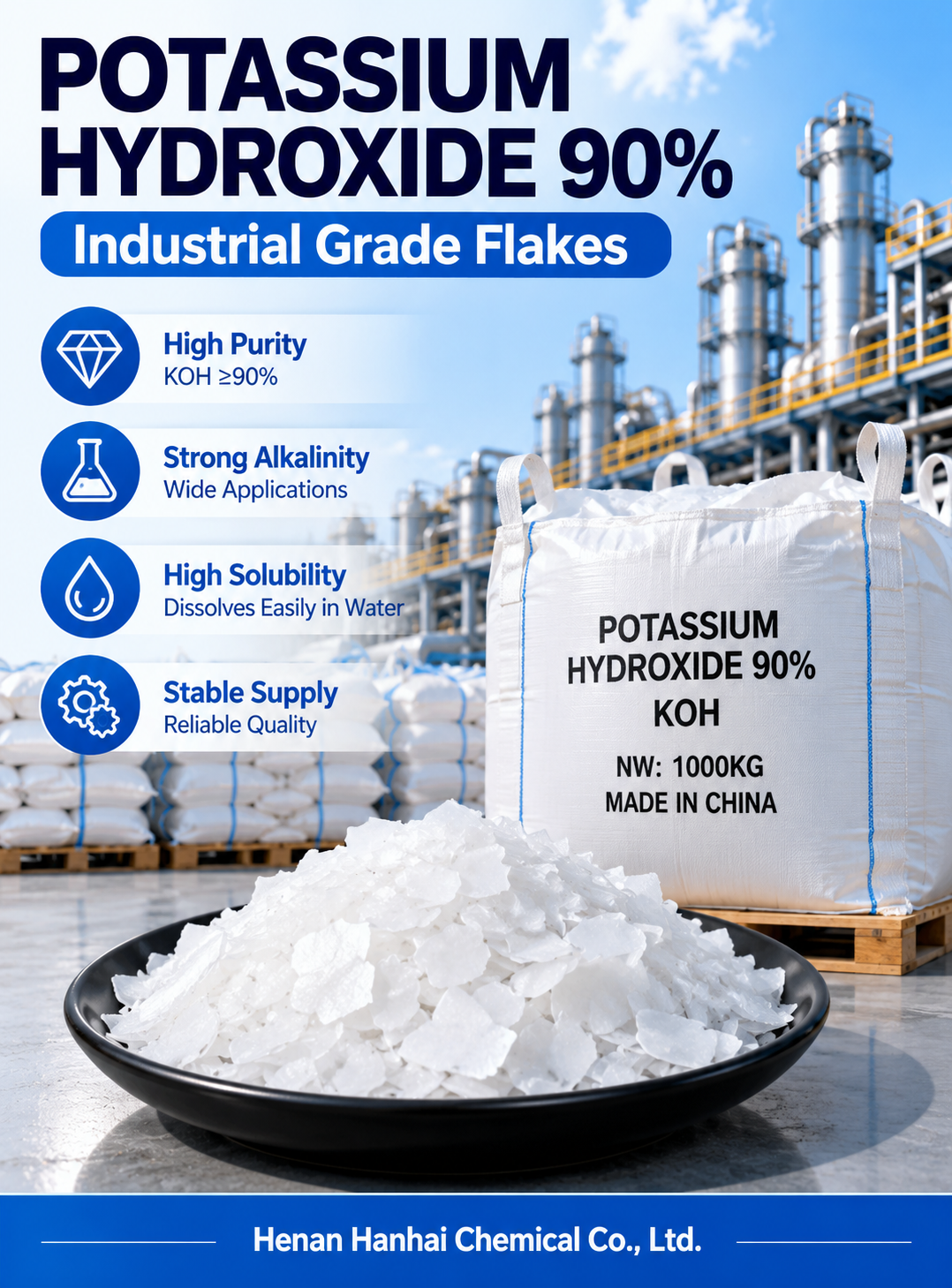 Potassium Hydroxide 90% Flakes Supplier