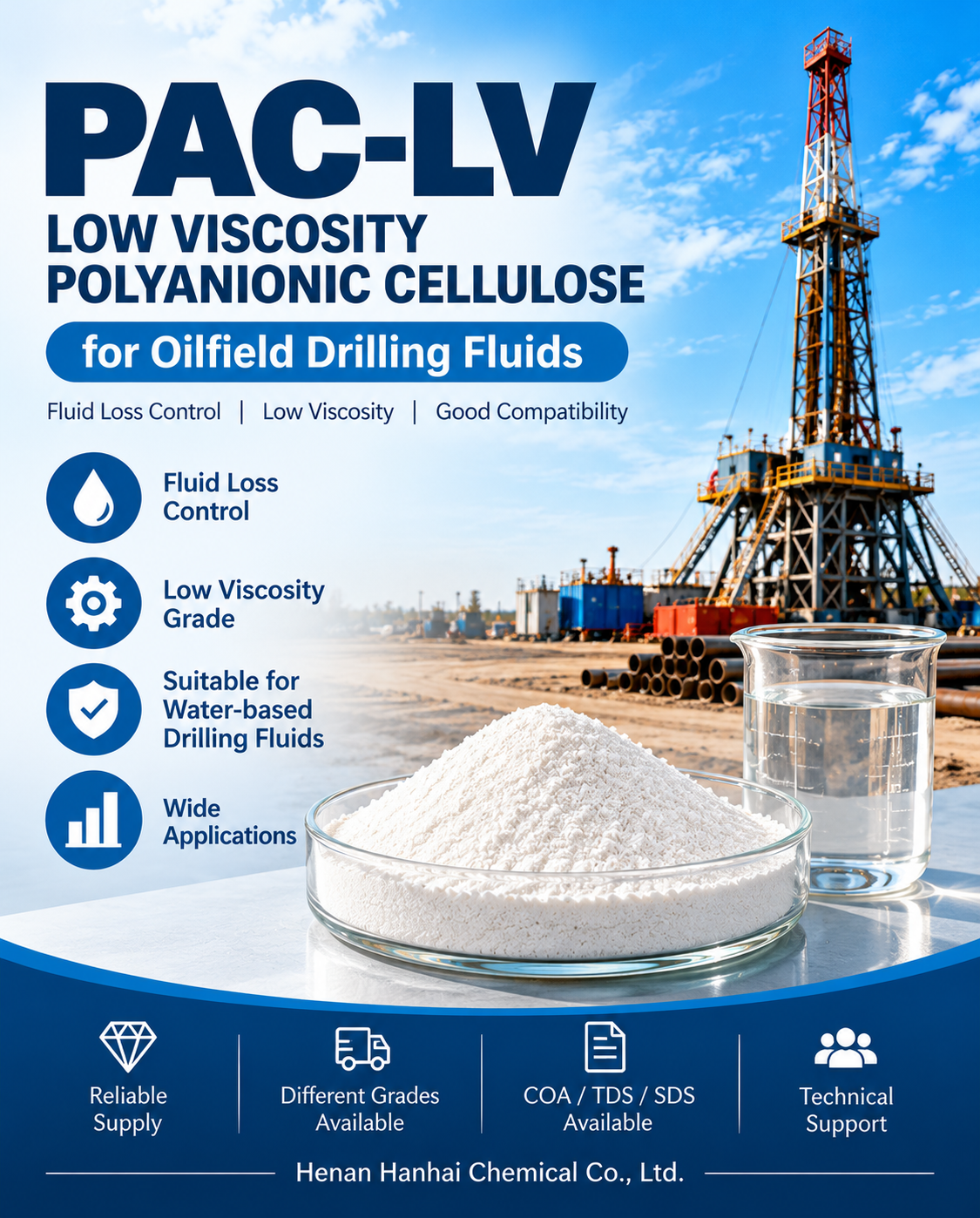 PAC-LV Low Viscosity Polyanionic Cellulose for Oilfield Drilling